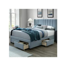 Ericksen Tufted Upholstered Storage Bed with Sprint Mattress 200x200cm Super King Bed in SkyBlue Color