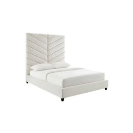 Edison Velvet Bed 200x200cm Super King Bed in White Color
