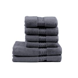 BYFT Home Ultra Hand Towel 50 x 90 Cm Bath Towel 70 x 140 Cm 550 Gsm Grey 100% Cotton Set of 06