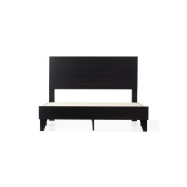 Shiplap White MDF Laminate Wood Panel Bed 200x200cm Super King Bed in Black Color