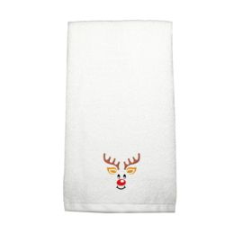 BYFT Iris Embroidered For You Hand Towel 50 x 80 Cm 600 Gsm White 100% Cotton Reindeer Set of 01
