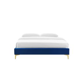 Sutton Velvet Bed 100x200cm Single size Bed in Navy Blue Color
