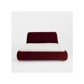 Victoria Channel Tufted Bed 120x200cm Twin size Bed in Maroon Color