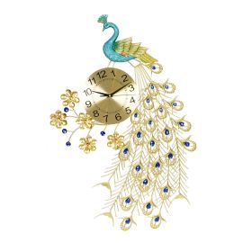 Jeffcoco Furniture Metal Wall clock one piece home Wall Art decoration luxury battery powered peacock clock, for the living room, bedroom decoration hotel lobby art display