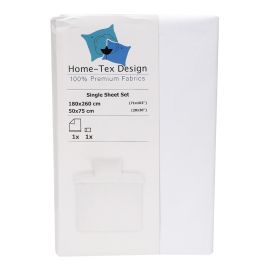 Home-Tex Design White Flat Sheet Set Percale - Single