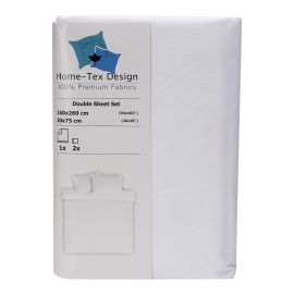 Home-Tex Design White Flat Sheet Set Percale - Double