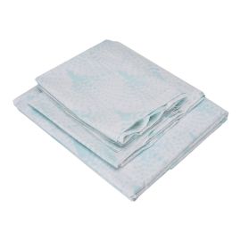 Printed Flat Sheet Set - Blue Eventail