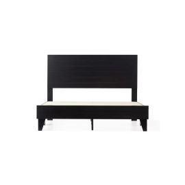 Shiplap White MDF Laminate Wood Panel Bed 100x200cm Single size Bed in Black Color