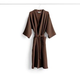 BYFT Orchard Heavy Waffle Adult Bathrobe 300 Gsm Dark Brown 100% Cotton Set of 01