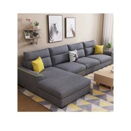 Maharat Al Bahar FURNISHINGS GLFF Overstuffed Multifunction Wooden Frame Sofa Set for Luxurious Living Blue and Gray