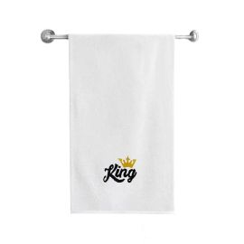 BYFT Iris Embroidered For You Bath Towel 70 x 140 Cm 600 Gsm White 100% Cotton King Black Thread Set of 01