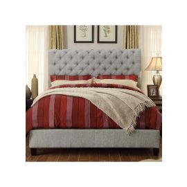 Lilyana Tufted Upholstered Bed 100x200cm Single size Bed in Grey Color
