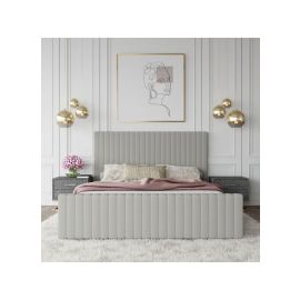 Zayden Upholstered Bed 160x200cm Queen size Bed in Grey Color