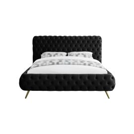 Eisner Hand Tufted Velvet Upholstered Bed 160x200cm Queen size Bed in Black Color