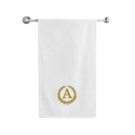 BYFT Iris Embroidered For You Bath Towel 70 x 140 Cm 600 Gsm White 100% Cotton Letter Design Gold Thread Set of 01