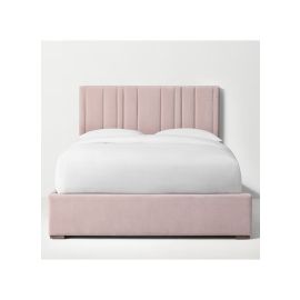 Teagan Upholstered Velvet Bed with Storage 120x200cm Twin size Bed in Pink Color