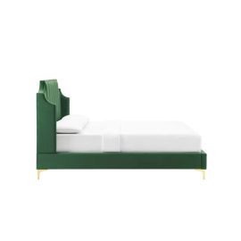 Daniella Channel Tufted Bed 160x200cm Queen size Bed in Green Color