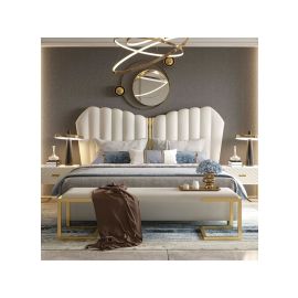 Princess Modern Upholstered Bed 160x200cm Queen size Bed in White Color