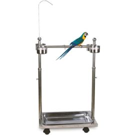NeoStyle Large Stainless Steel Bird Stand,Adjustable Height Pet Bird Parrot Perch Play Stand,with Universal Wheel Parrot Game Toy Hook and Feeding Bowl(56 * 40 * 75-110cm)