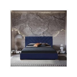 Fiza Channel Tufted Bed 120x200cm Twin size Bed in Navy Blue Color