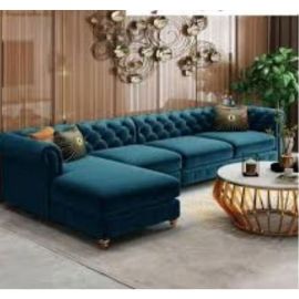 Maharat Al Bahar Regal Modern Luxury Fabric Sofa Set 4 Seater Graciously Elegant Living Room Furniture Green 280x90x80cm