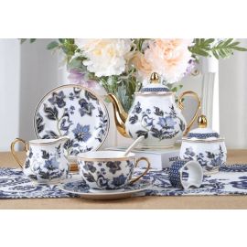 31 Pcs Round Tea Set 6" Cake Plate x6 Blue Rose