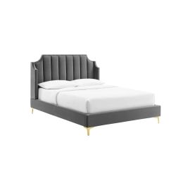Daniella Channel Tufted Bed 100x200cm Single size Bed in Dark Grey Color