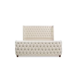 Jennifer Brooklyn Tufted Headboard Bed 160x200cm Queen size Bed in Beige Color