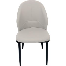 Maple Home Dining Chair Leather Curved Back Armless Sturdy Metal Legs Cushioned Seat Stitched Pattern Modern Kitchen Lounge Living Accent Restaurant Furniture-White