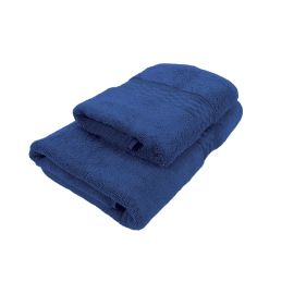 BYFT Home Ultra Hand Towel 50 x 90 Cm Bath Towel 70 x 140 Cm 550 Gsm Blue 100% Cotton Set of 02