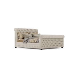 Bushwick Hand Tufted Bed 160x200cm Queen size Bed in Beige Color
