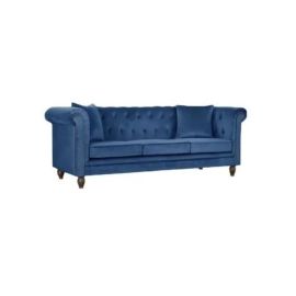 Maharat Al Bahar Sofia 3-Seater Tufted Sofa With Cushion Blue 220x80x80cm