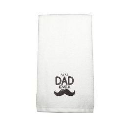 BYFT Iris Embroidered For You Hand Towel 50 x 80 Cm 600 Gsm White 100% Cotton Best Dad Ever Black Thread Set of 01