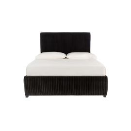 Hazel Pleated Velvet Bed 160x200cm Queen size Bed in Black Color