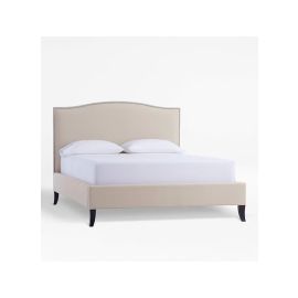 Fillmore Nailheaded Trimmed Fabric Bed 160x200cm Queen size Bed in Beige Color