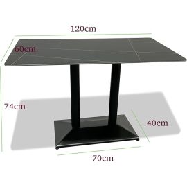 Maple Home Modern Square Dining &amp; Coffee Table Accent Faux Marble Top Dining Metal Base Kitchen Bar Patio Living Dining Furniture-White-60*120