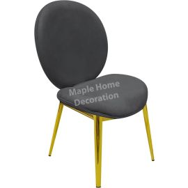 Maple Home Velvet Dining Chair Upholstered Comfortable Cushion Armless Chair Dining Living Room Furniture-Grey