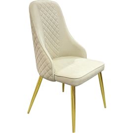 Maple Home Dining Chairs Velvet Cushion Seat Chair, Stainless Steel Golden Legs Dining Room Chair-Beige