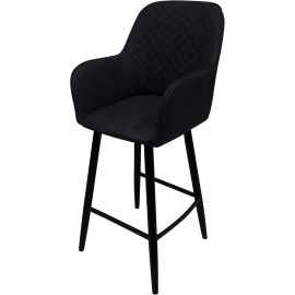 Maple Home Accent Leather High Bar Chair Armrest &amp; Backrest Soft Padding Black Metal Legs and Footrest Counter Kitchen Cafe Restaurant Pub Living Dining Room Furniture-Black