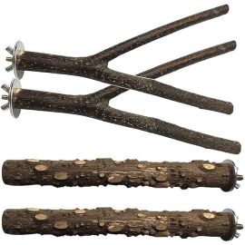 NeoStyle 4 pcs/5 pcs Natural Wood Perches for Birds,Bird Parrot Stand Toy,Bird Cage Accessories,Branch Platform Paw Grinding Stick,for Small Parakeets Budgies Cockatiels Conure Lovebirds (4 pieces)