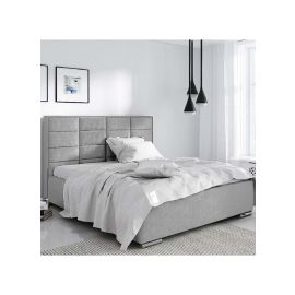 Ibiza upholstered Bed in Velvet Fabric 160x200cm Queen size Bed in Light Grey Color
