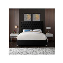 Divine Button Tufted Velvet Bed 100x200cm Single size Bed in Black Color