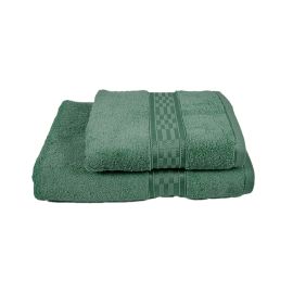 BYFT Home Ultra Hand Towel 50 x 90 Cm Bath Towel 70 x 140 Cm 550 Gsm Green 100% Cotton Set of 02