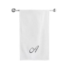 BYFT Iris Embroidered For You Bath Towel 70 x 140 Cm 600 Gsm White 100% Cotton Letter Design Silver Thread Set of 01