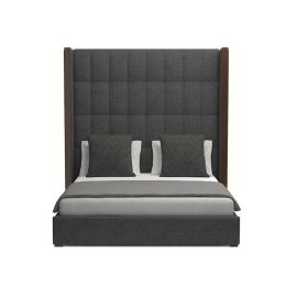 Brick Buttoned Tufted High Panel Bed 160x200cm Queen size Bed in Charcoal Color