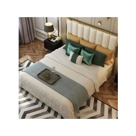 Alaysia Upholstered Bed 180x200cm King size Bed in Beige Color