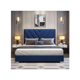 Victor Plush Velvet Bed 100x200cm Single size Bed in Navy Blue Color