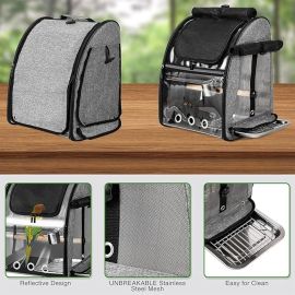 NeoStyle Bird Carrier Backpack,Bird Travel Bag with Stand,Bottom Tray and Food Bowls,Breathable & Portable Parrot Carrier, Parrot Transparent Breathable Travel Bag(5pcs(backpack))