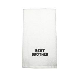 BYFT Iris Embroidered For You Hand Towel 50 x 80 Cm 600 Gsm White 100% Cotton Best Brother Black Thread Set of 01