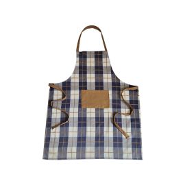BYFT Orchard Kitchen Apron 65 x 85 Cm 180 Gm Denim Blue & Caramel 100% Cotton Set of 01